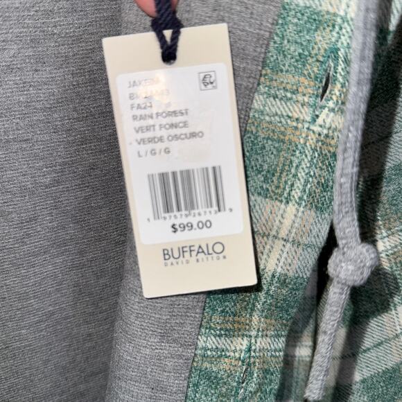 Buffalo David Bitton Men's Jakeim Plaid Hoodie Shacket forest green Large $99 - Picture 6 of 7